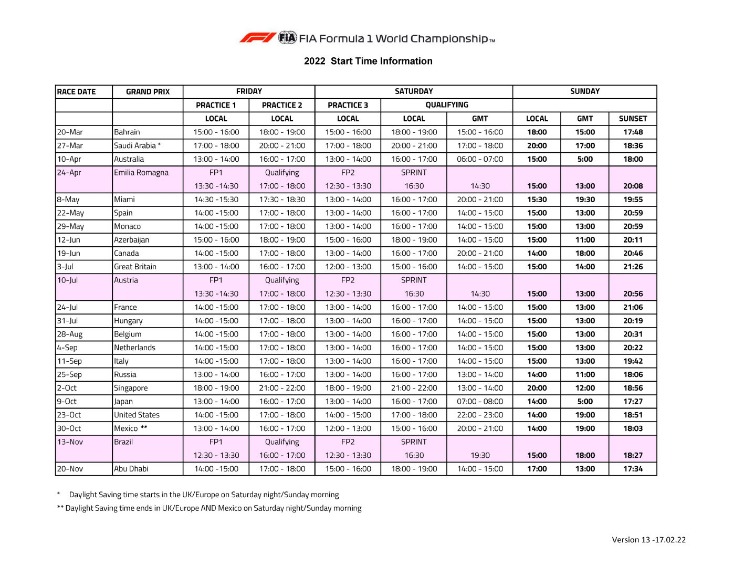 2026年F1比赛时间